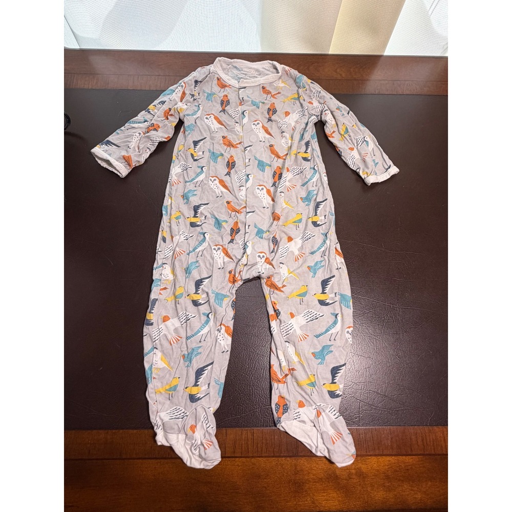 Magnetic Me 6-9M Bird Print Magnetic Footie Pajamas Gray Owl Sleeper